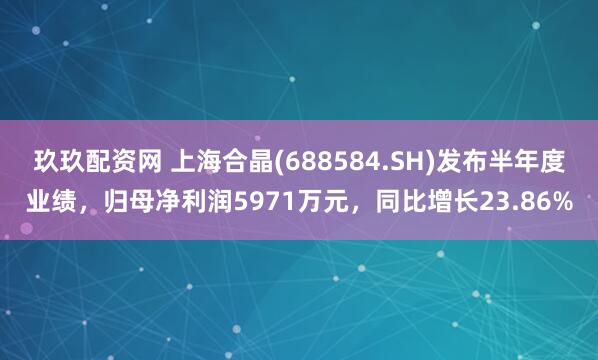玖玖配资网 上海合晶(688584.SH)发布半年度业绩，归母净利润5971万元，同比增长23.86%